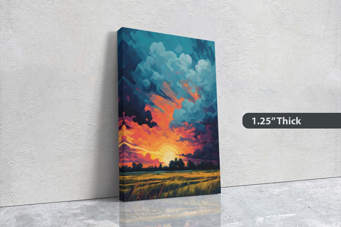 Sunset Field, Vibrant Color Landscape Art Print - Image 3