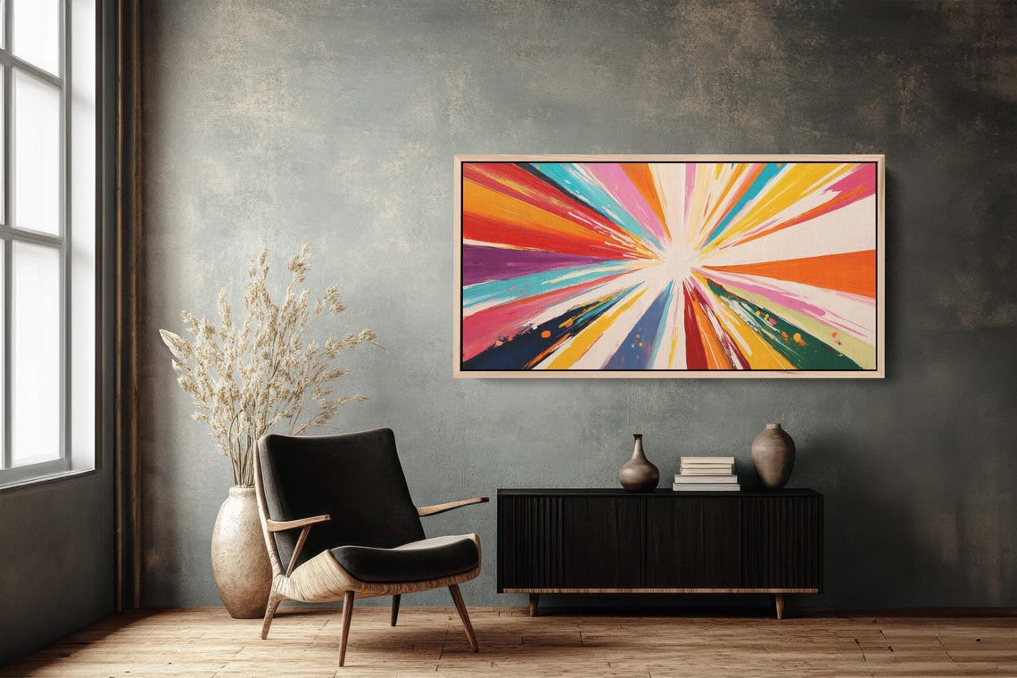 Starburst Painted Rays Modern Abstract Color Theory Art Poster