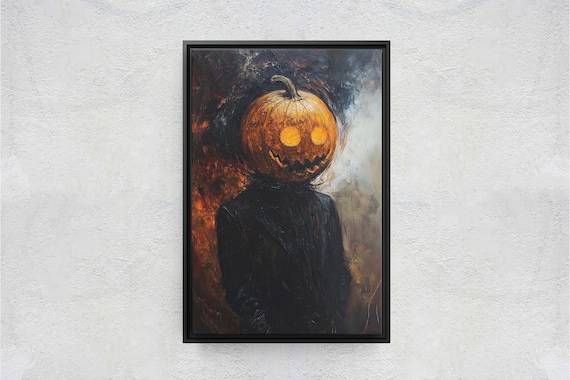 Jack O Lantern Pumpkin Head Creepy Gothic Halloween Portrait Poster