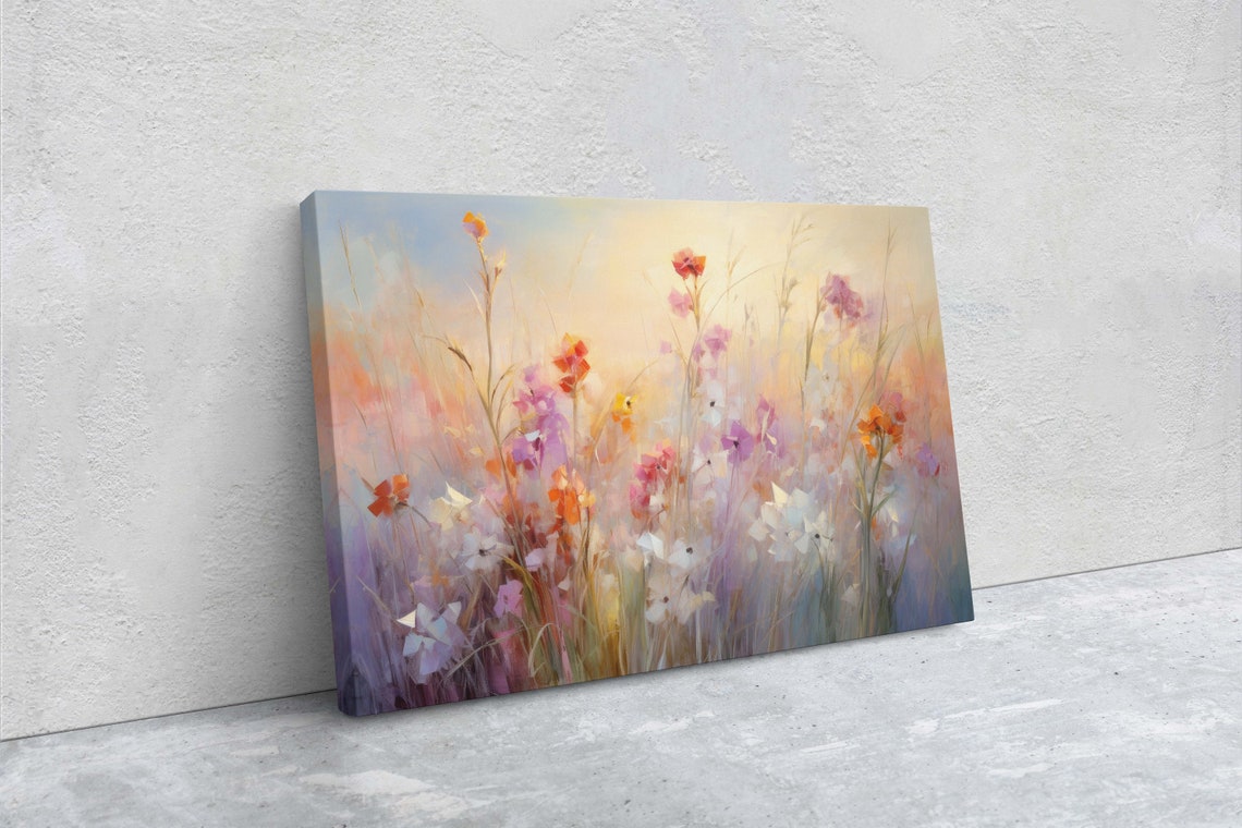 Dreamy Wildflower Field Soft Pastel Morning Light Floral Art Print - Image 2