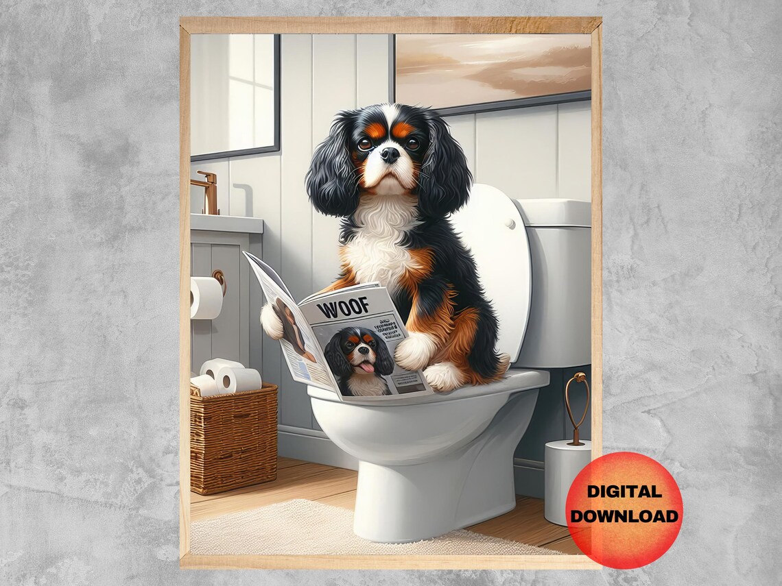 Cavalier King Charles Spaniel Bathroom Humor Poster