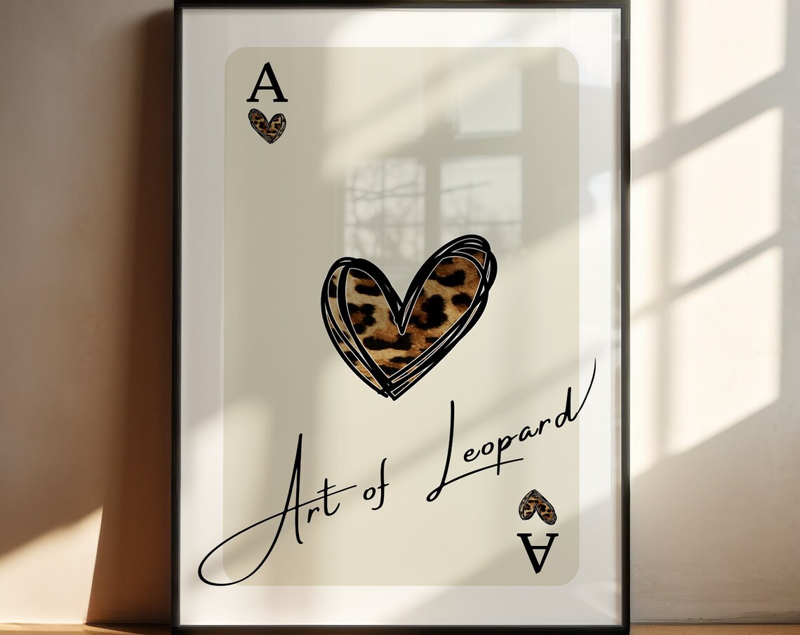Art of Leopard Ace of Hearts Card Leopard Heart Girly Wall Poster