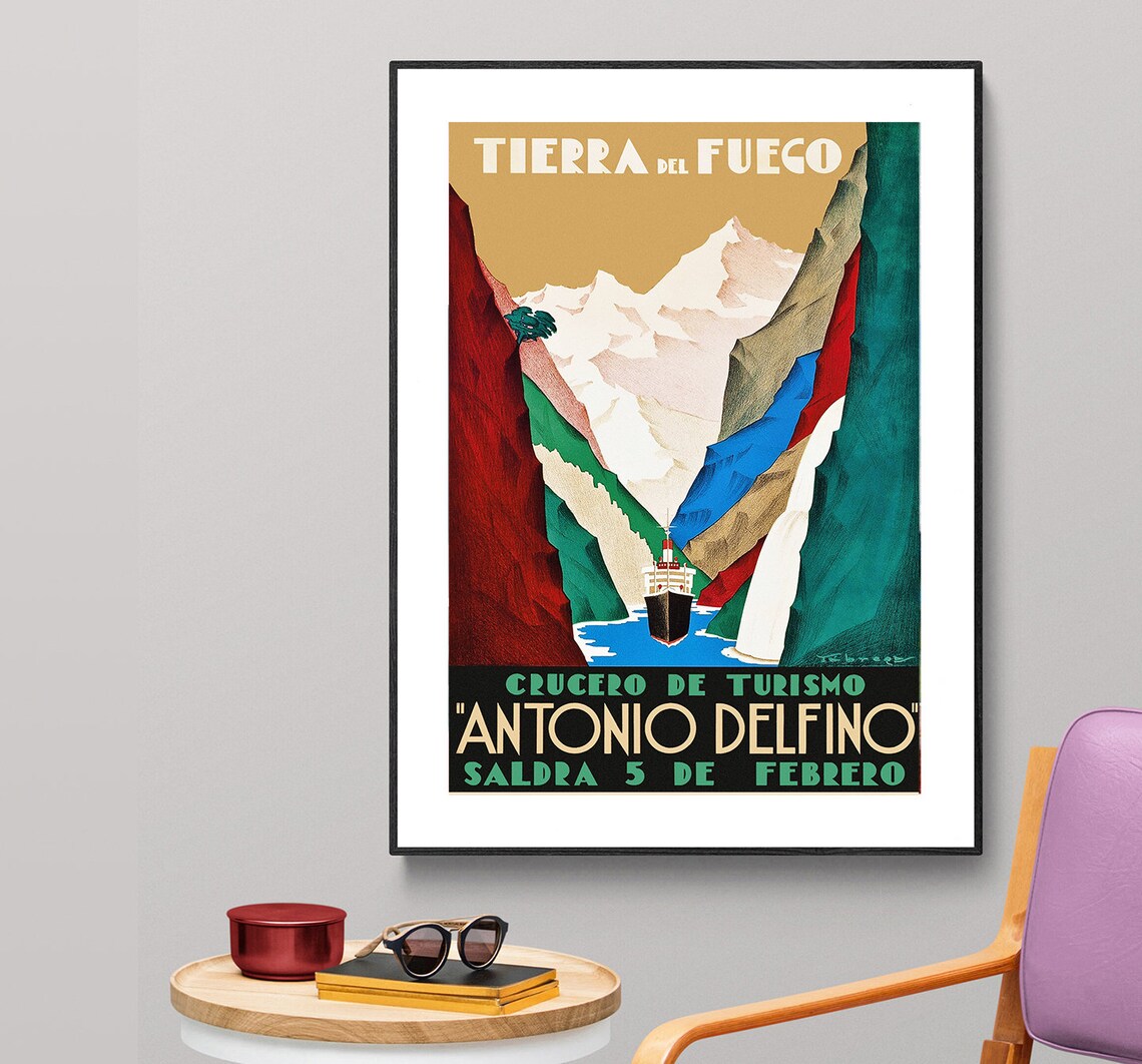 Tierra Del Fuego Vintage Travel Poster, South America
