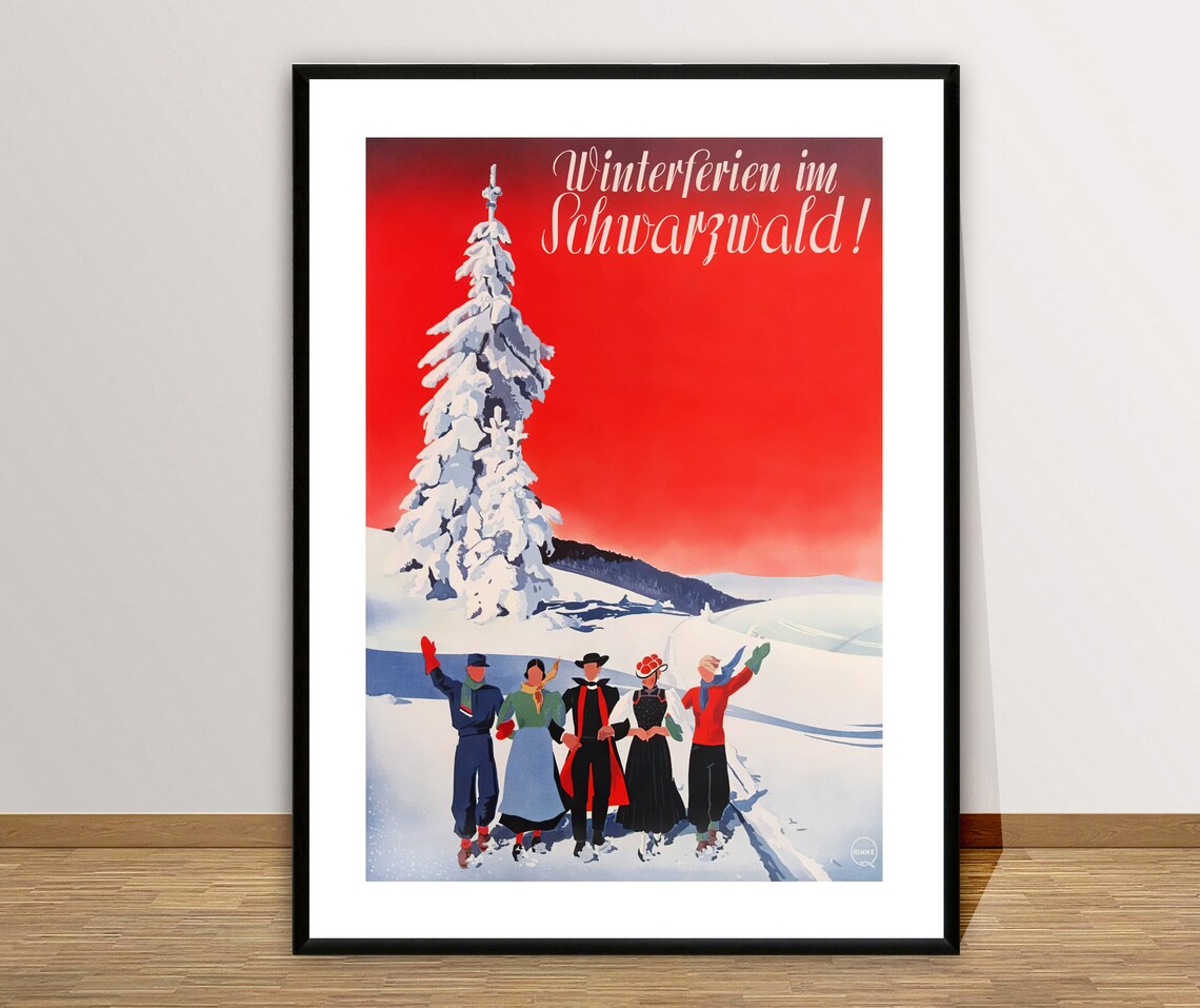 Winter Holiday In Schwarzwald Vintage Travel Poster - Image 2