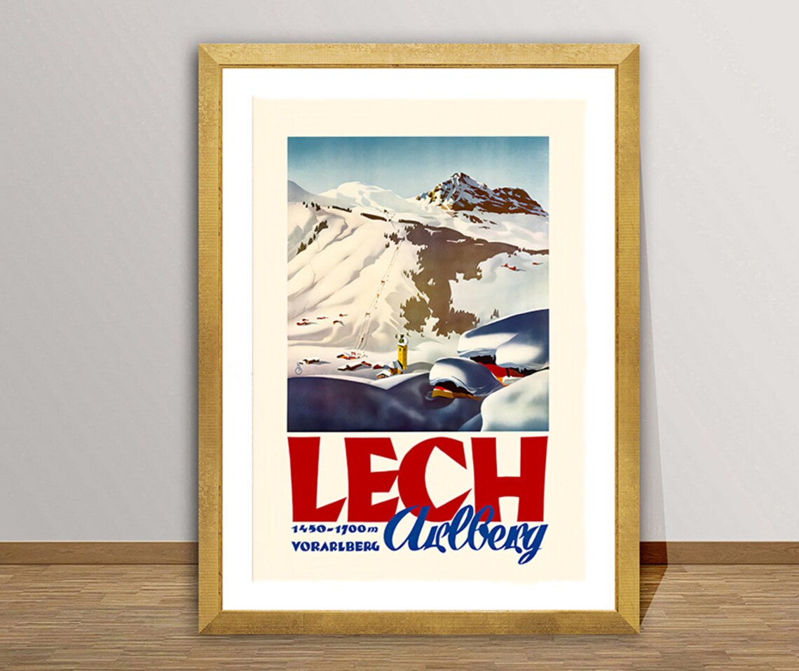 Winter Sport In Lech Arlberg Vintage Travel Poster