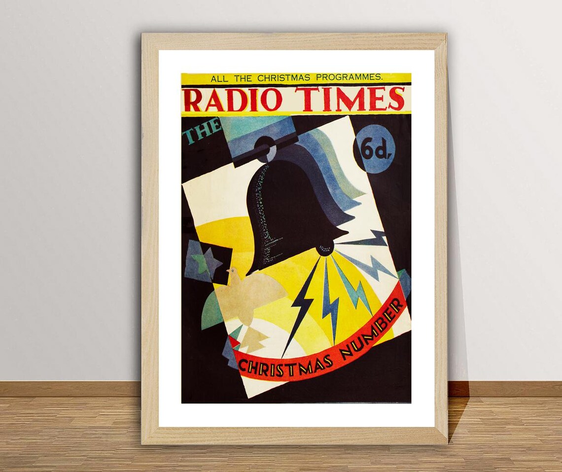 Radio Times Christmas Number Art Deco Bell Vintage Magazine Poster - Image 3