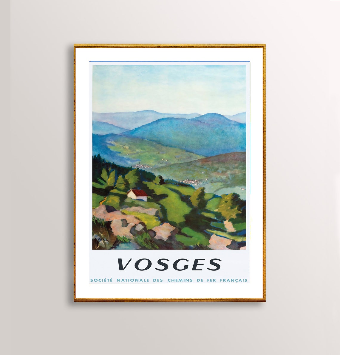 Vosges French Mountains SNCF Vintage Landscape Travel Poster