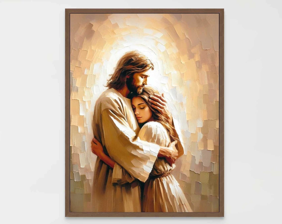 He Listens Christian Jesus And Woman Bible Painting