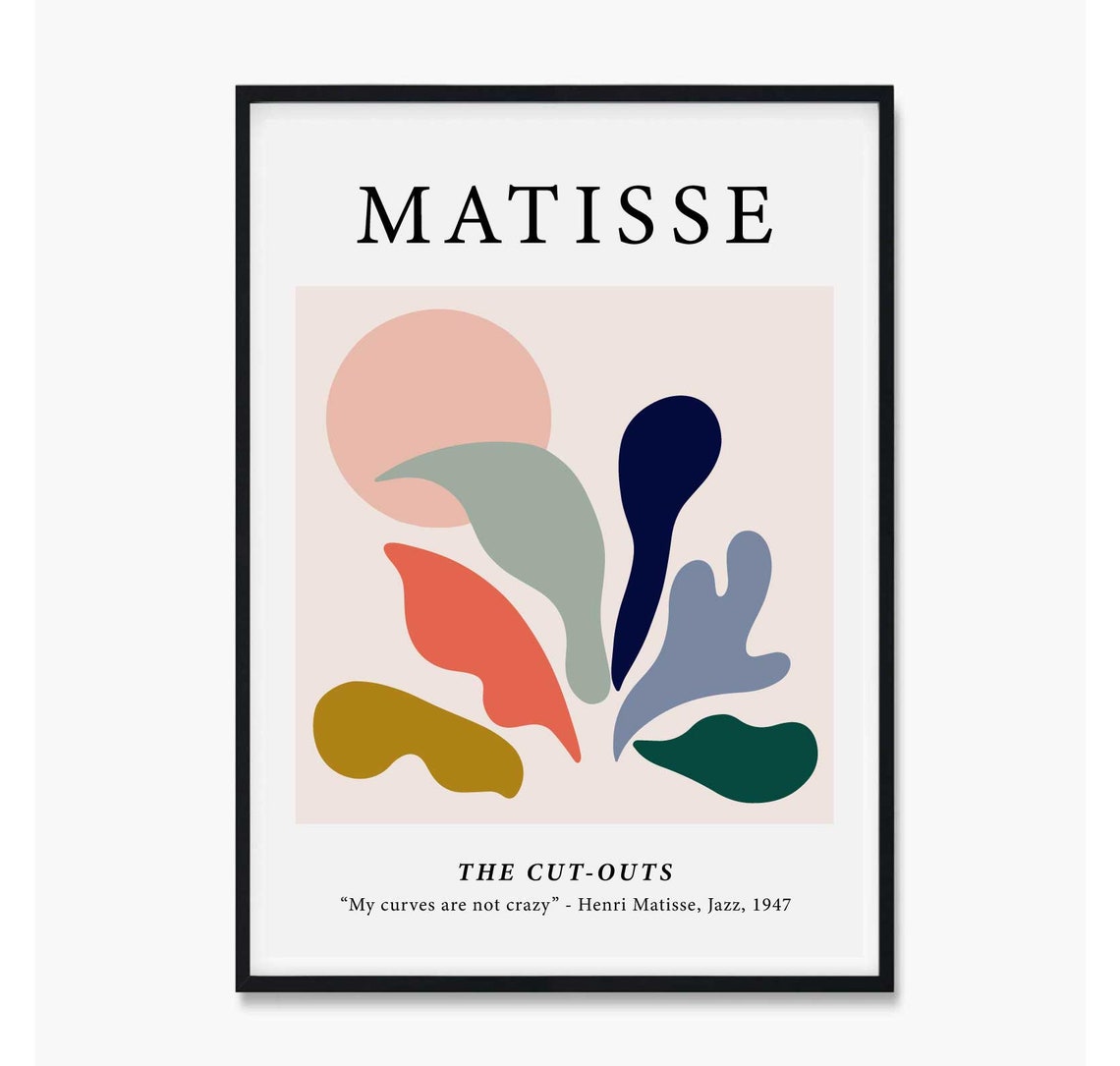 Matisse Art Print Poster Matisse Cut Outs Matisse Art Vintage Wall Art Pastel Coloured Prints Matisse My Curves Are Not Crazy - Image 3