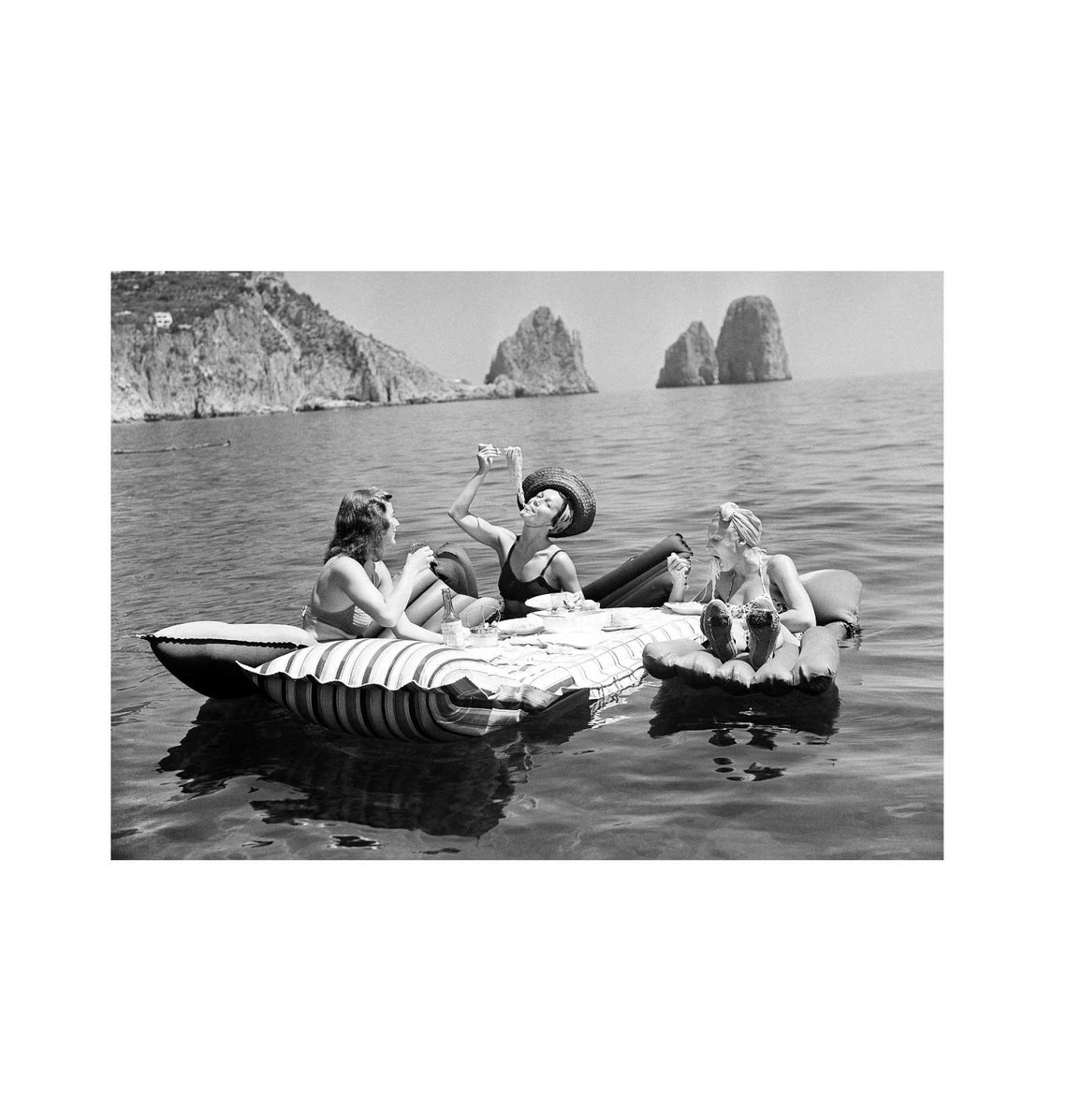 Spaghetti Picnic on a Floating Raft Vintage Seaside Photo Poster - Image 3