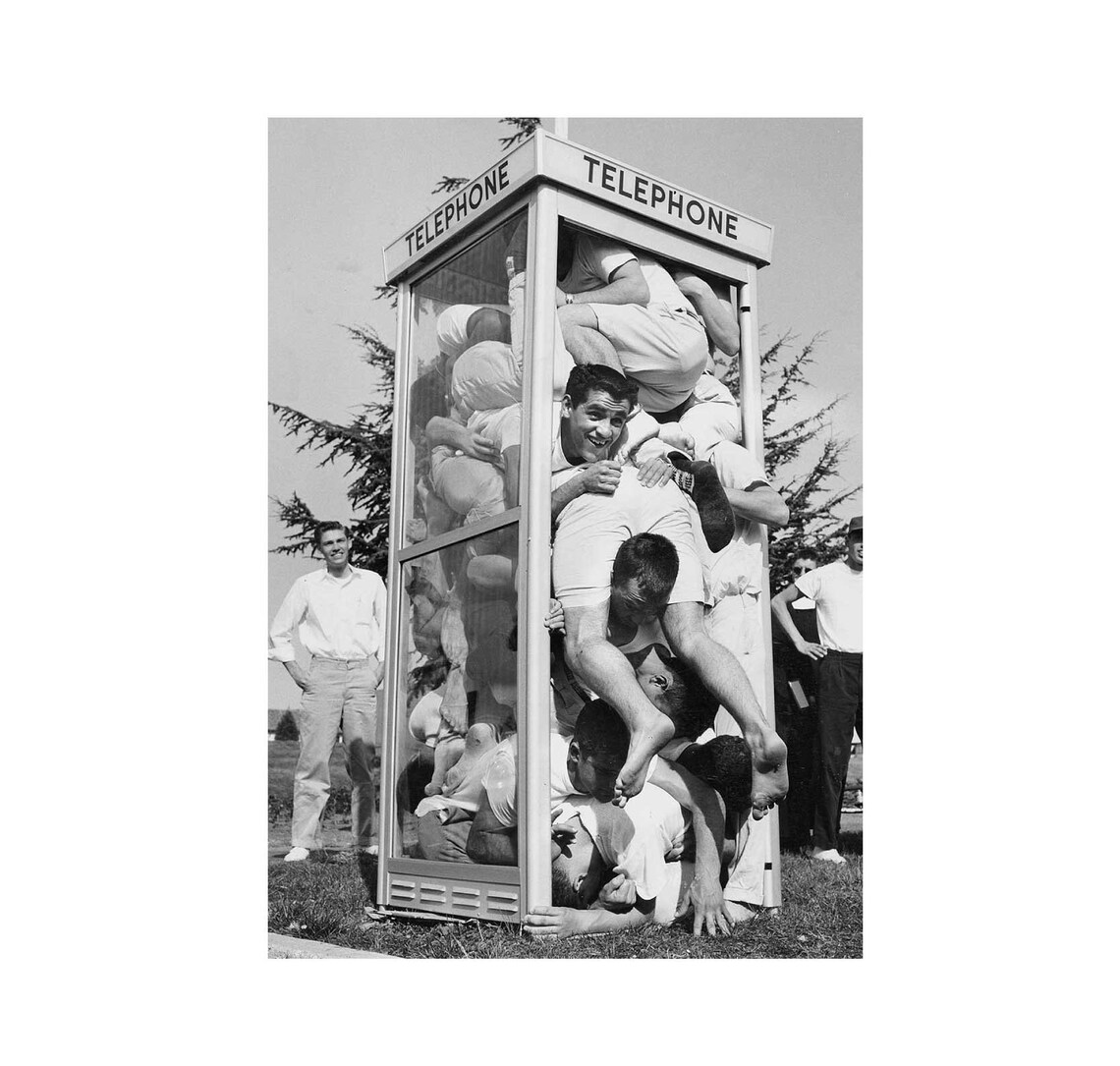 Telephone Booth Stuffing Young Men Vintage Funny Photo Poster - Image 2