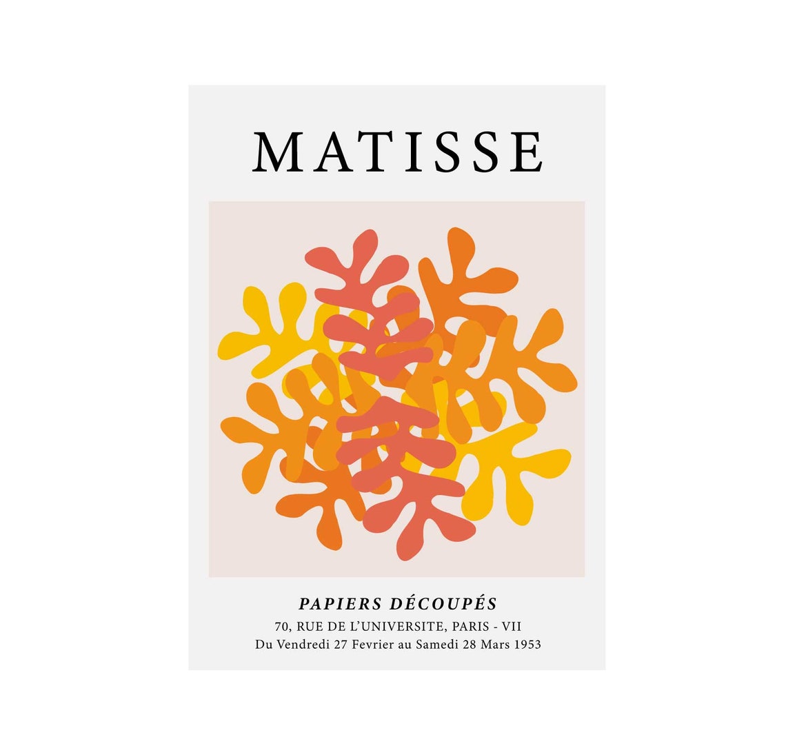 Matisse Papiers Decoupes 1953 Orange Cut-Out Leaf Abstract Poster - Image 2