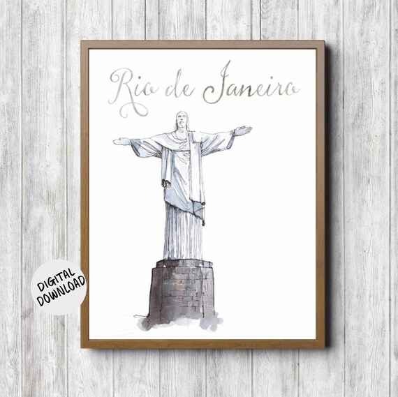 Christ the Redeemer Rio de Janeiro Watercolor Travel Decor Art Print