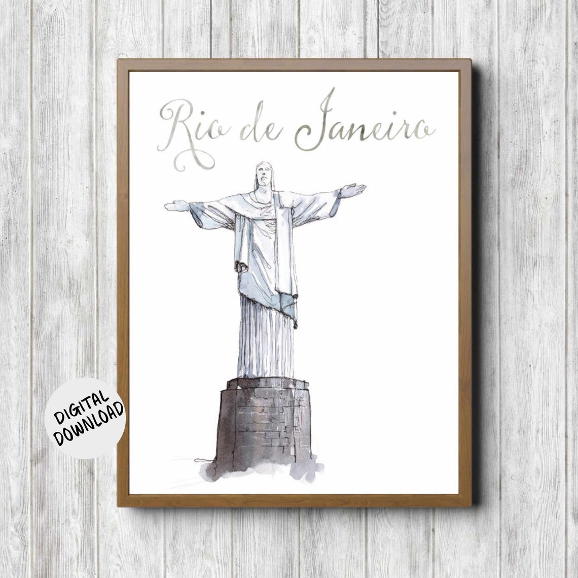 Christ the Redeemer Rio de Janeiro Watercolor Travel Decor Art Print