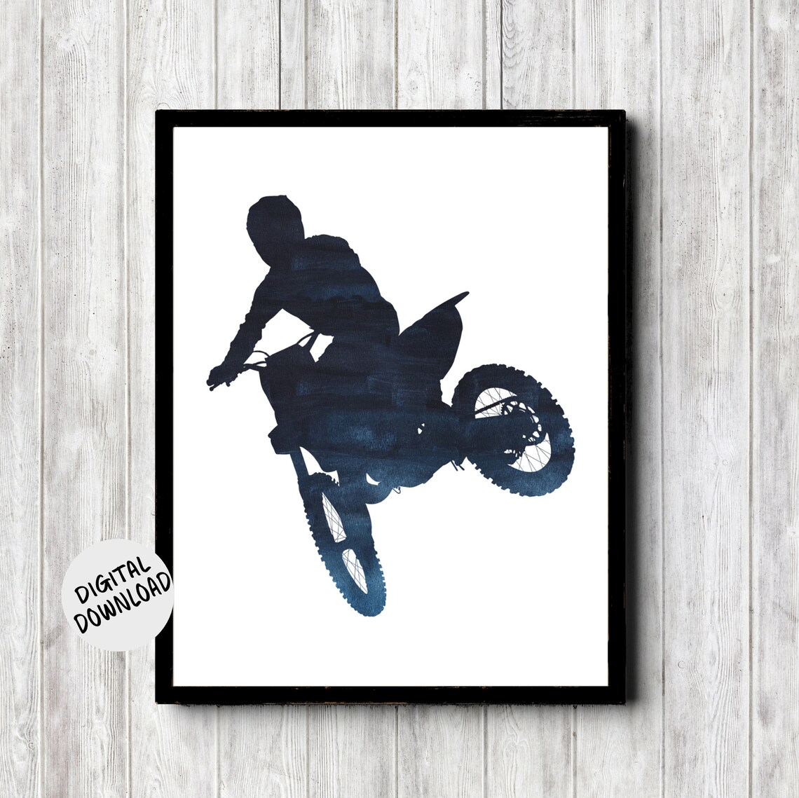 Off Road Racing Motocross Rider Watercolor Art Print