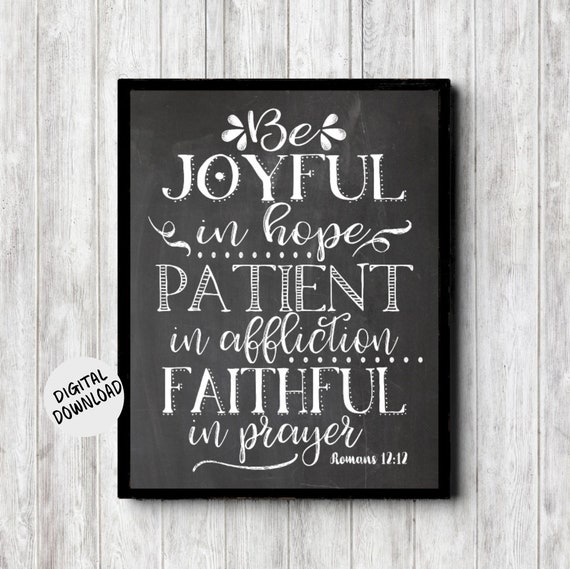 Romans 12:12 Chalkboard Scripture Art Print