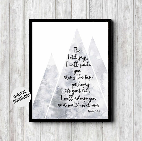 Psalm 32 8 Scripture Wall Art Gender Neutral Bible Verse Decor Christian Art