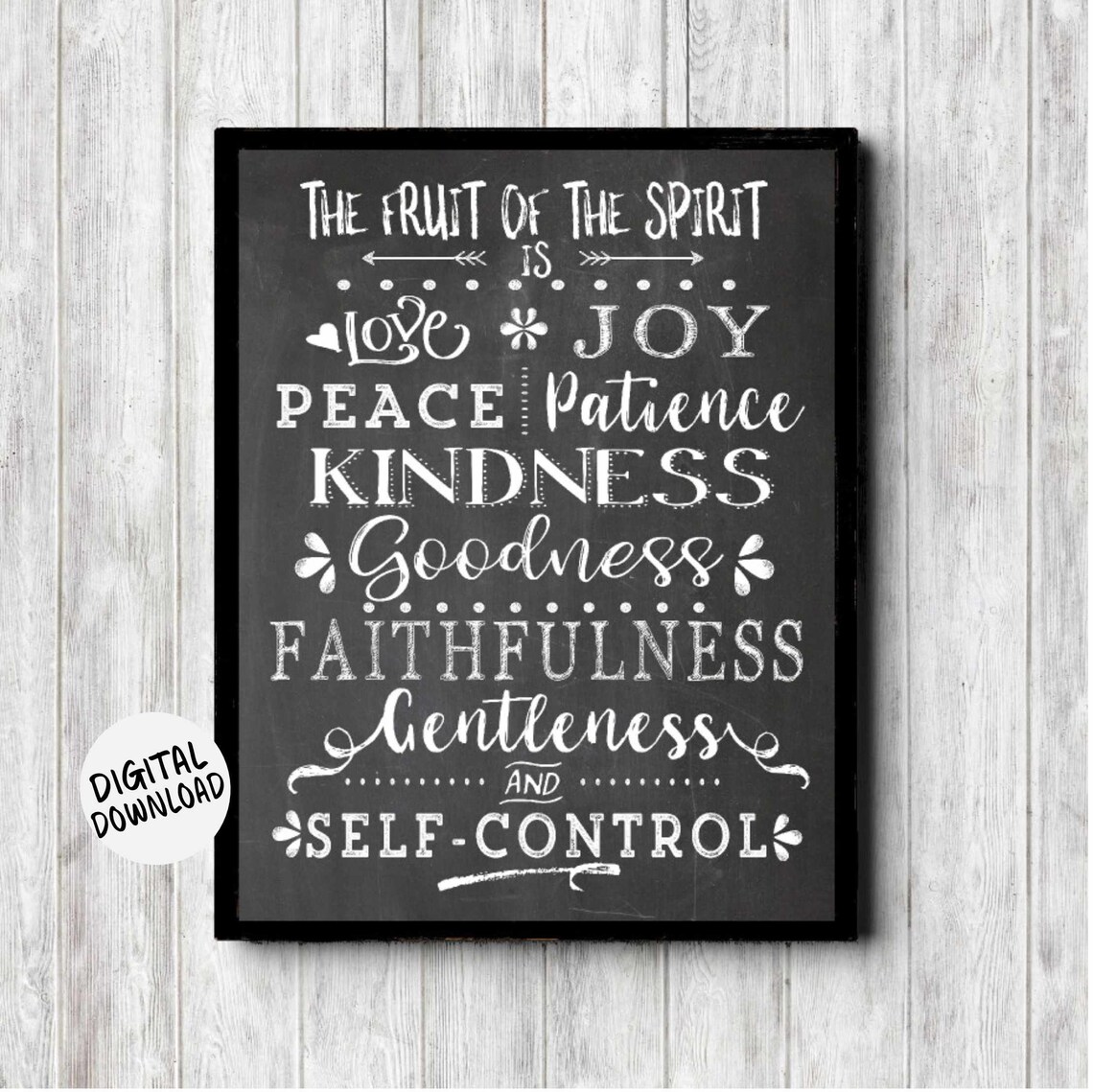 Galatians 5:22 Chalkboard Scripture Typography Art
