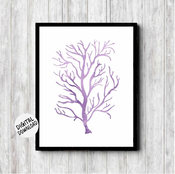 Sea Coral Wall Art Purple Office Wall Decor Girls Room Nursery Poster Beach Sea Themed Art 11x14 8 X 10 5 X7