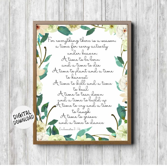 Ecclesiastes 3 Verse 1 4 Eucalyptus Border Christian Scripture Print