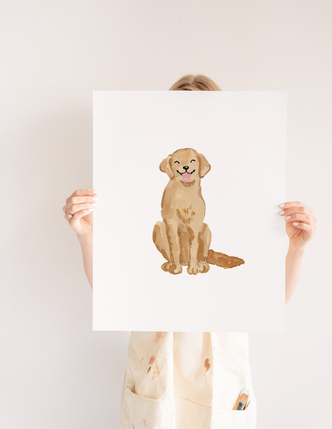 Golden Retriever Pet Name Portrait Art Print - Image 4