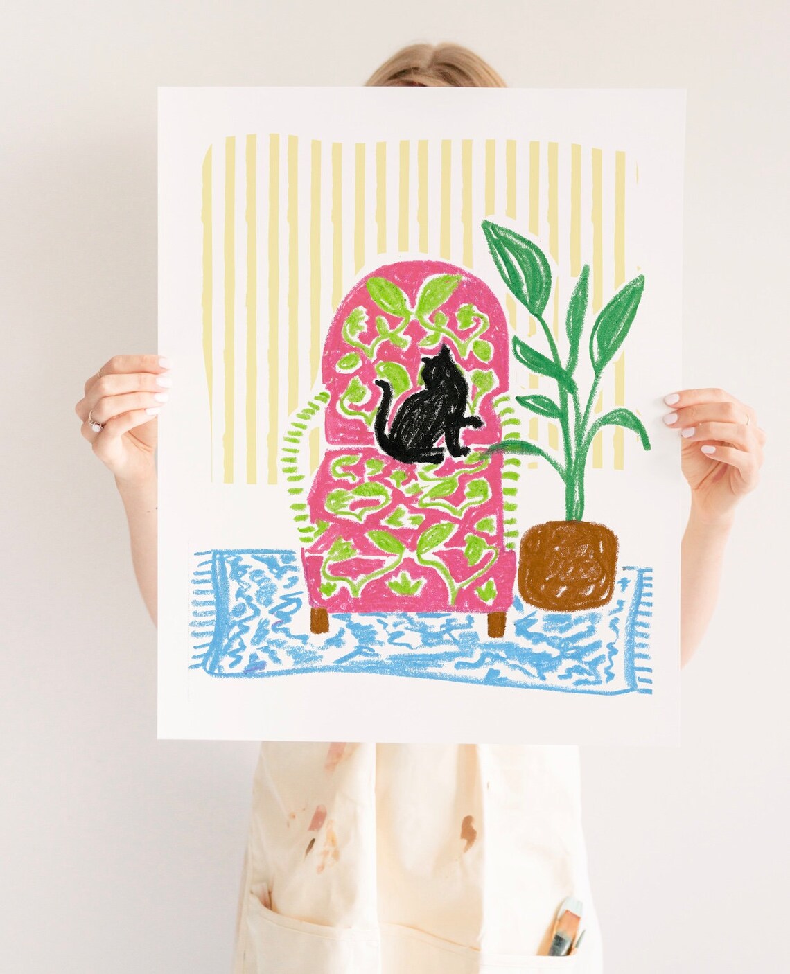 Black Cat On A Chair, Colorful Living Room Art - Image 3