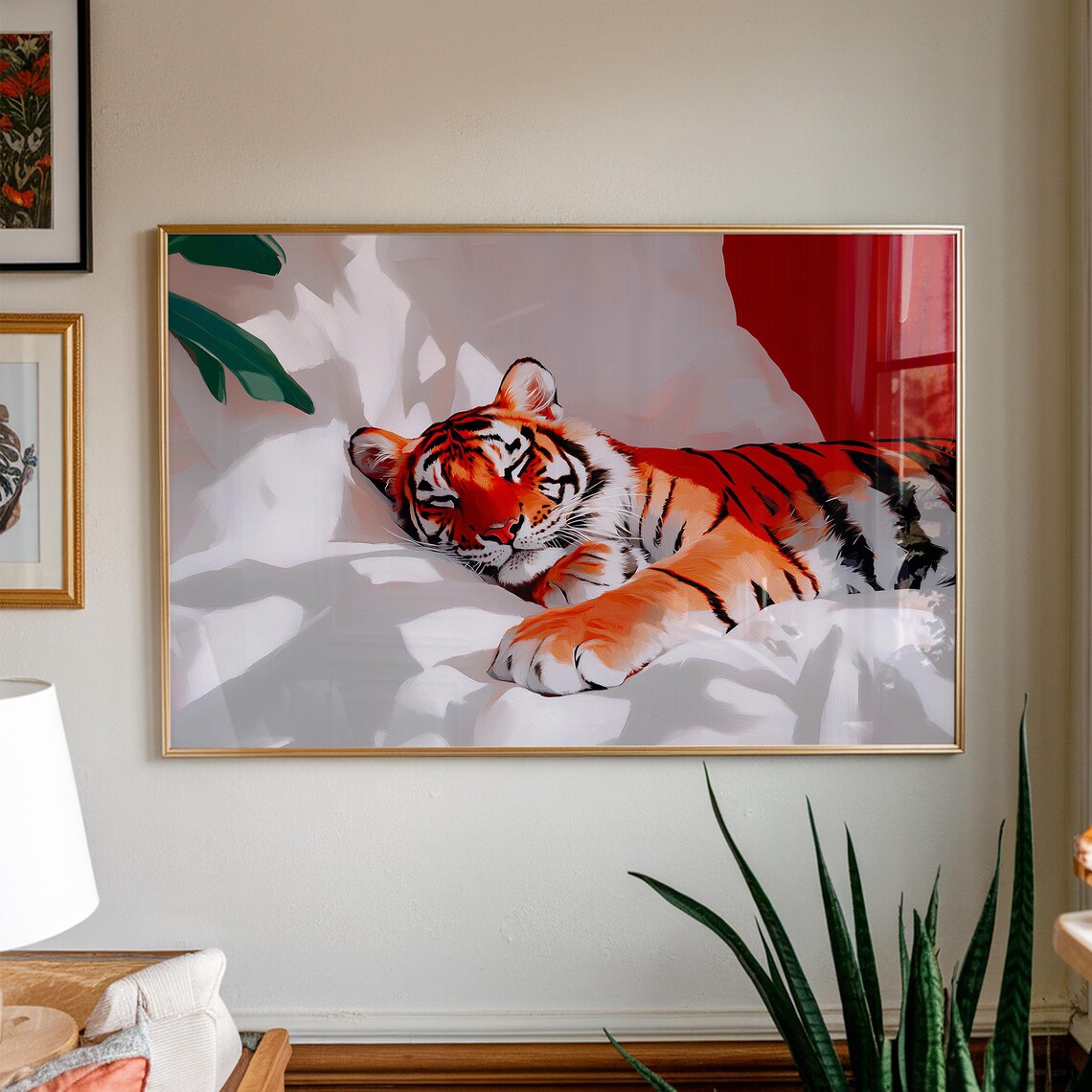 Tiger Poster Bedroom Wall Decor Dopamine Maximalist Art Red Livingroom Trendy Prints