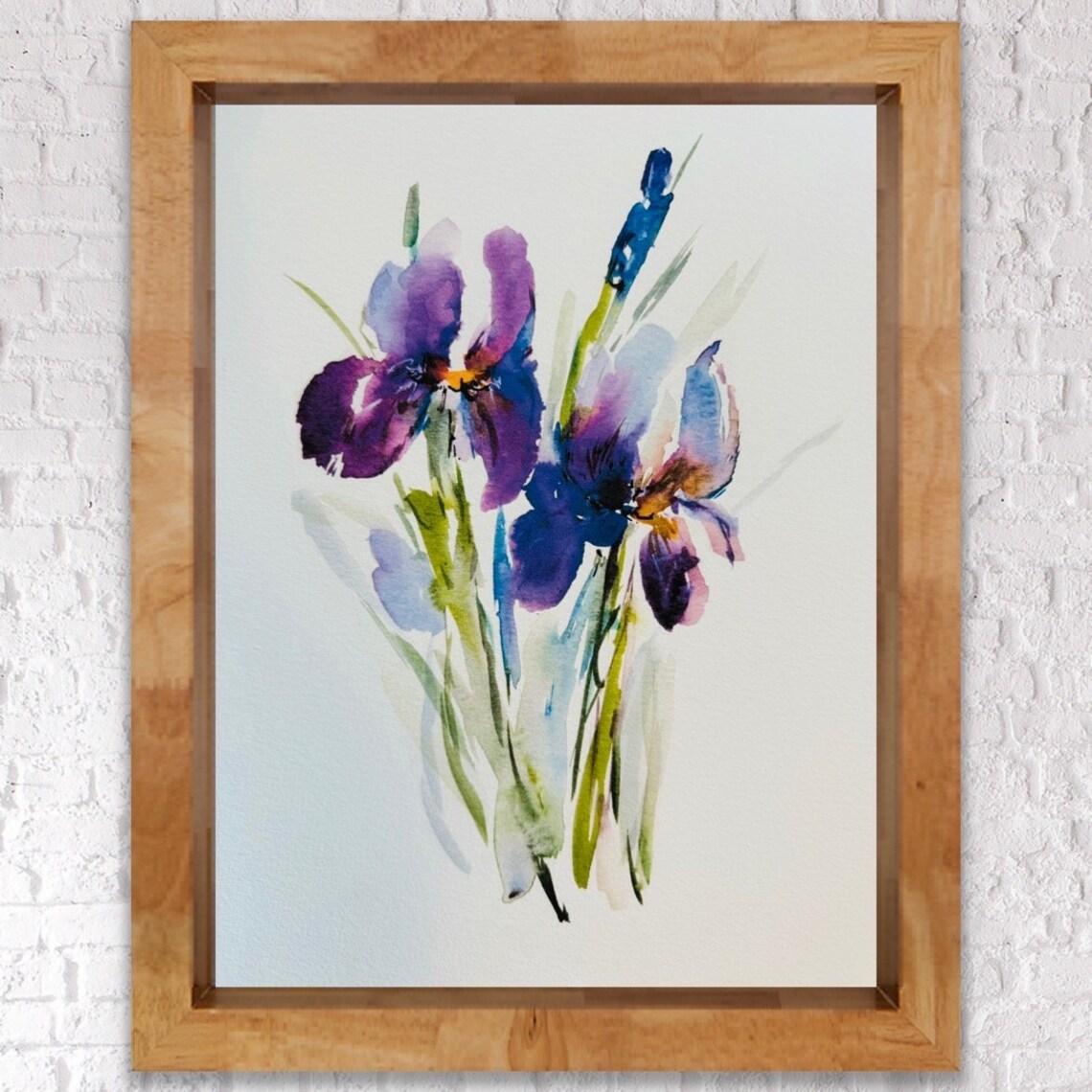 Iris Watercolor Art Print, Botanical Floral Design