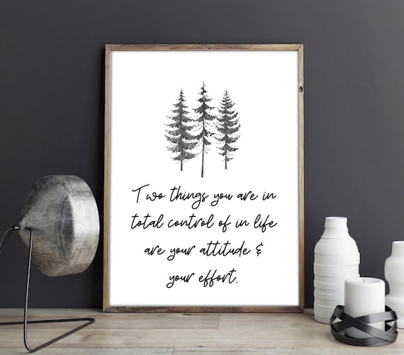 Attitude And Effort Pine Tree Minimalist Inspirational Quote Poster