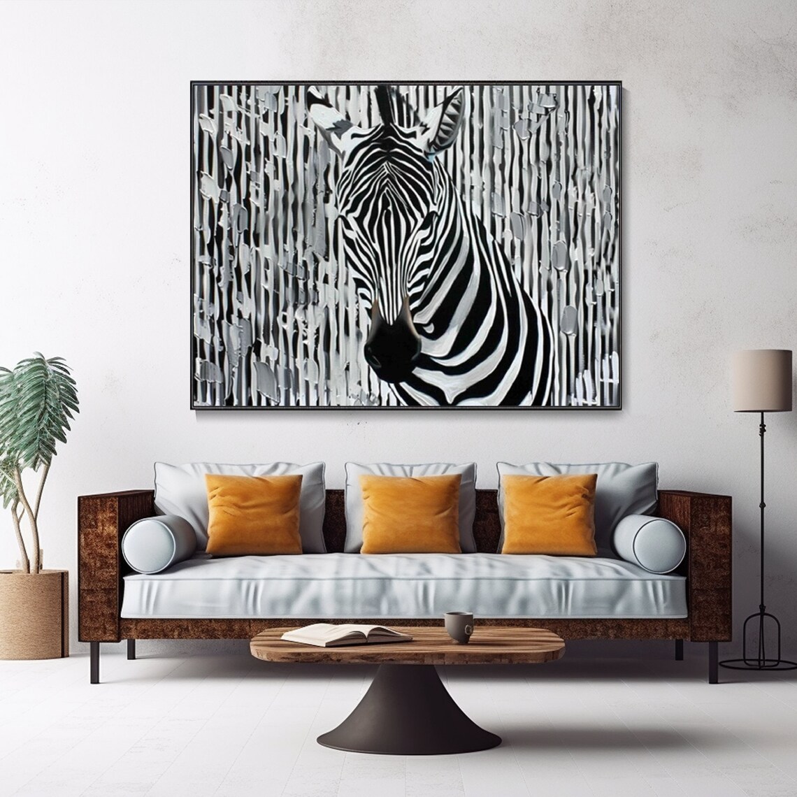 Zebra Portrait Black And White Striped Wildlife Animal Art Poster - Image 4