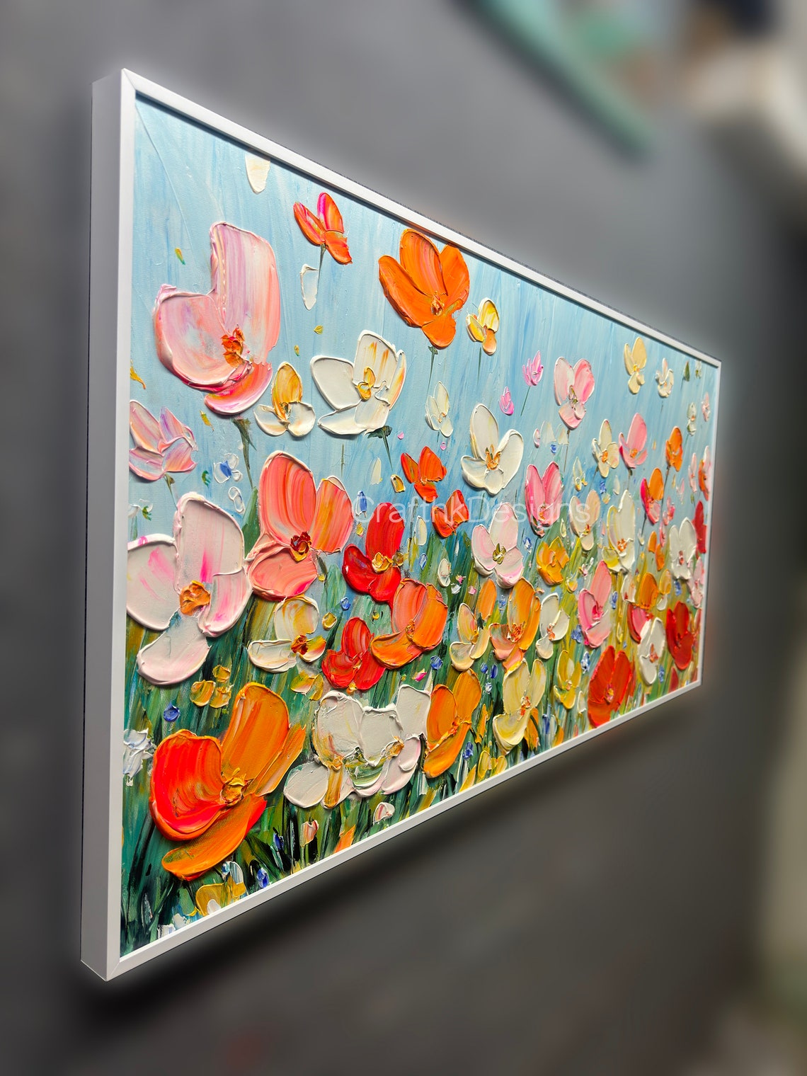 Colorful Wildflower Meadow Bright Blue Sky Spring Garden Art Poster - Image 2