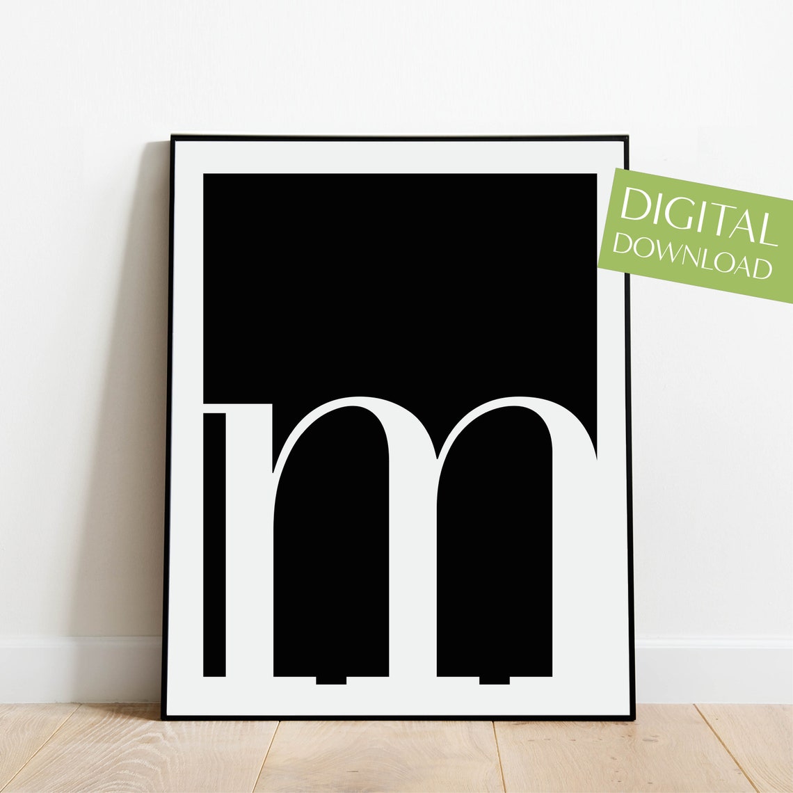 Lowercase Letter M Monogram Poster Black and White Nursery Decor