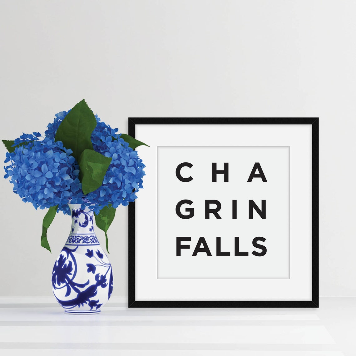 Chagrin Falls Ohio Minimalist Spaced Letter Typography Poster