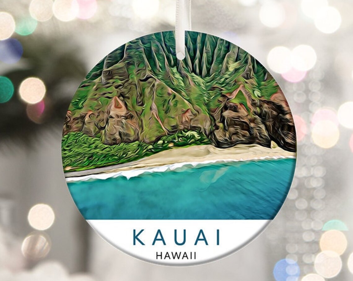 Kauai Hawaii Na Pali Coast Turquoise Ocean Christmas Ornament Poster