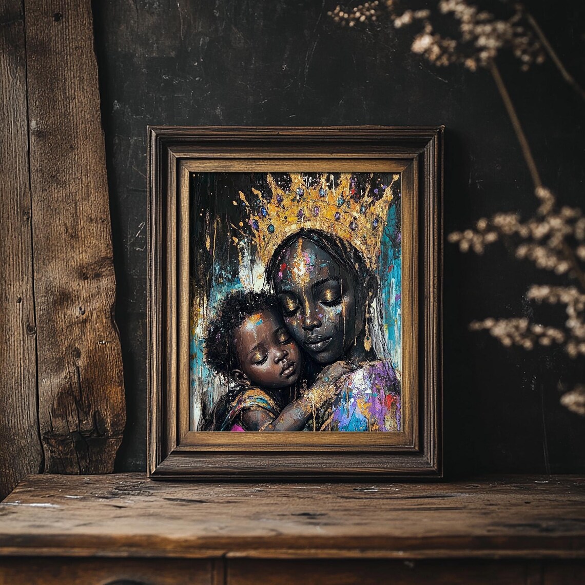 Erzulie Goddess Black Madonna With Baby, Art Print - Image 2