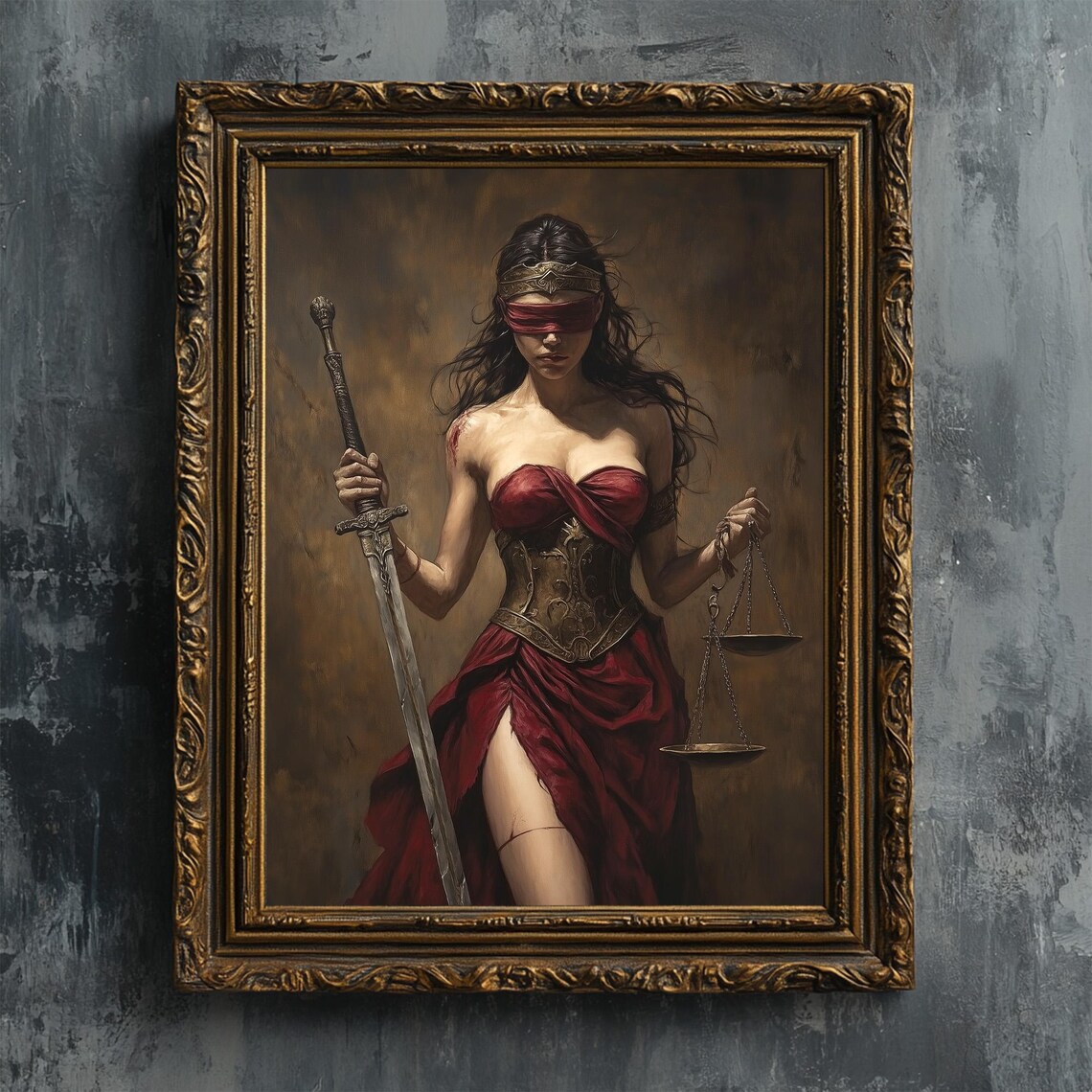 Lady Justice In Red, Justitia Themis Art Print - Image 2