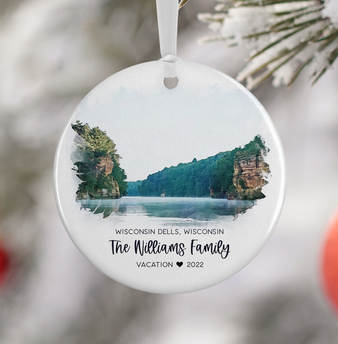 Wisconsin Dells Christmas Ornament Travel Poster