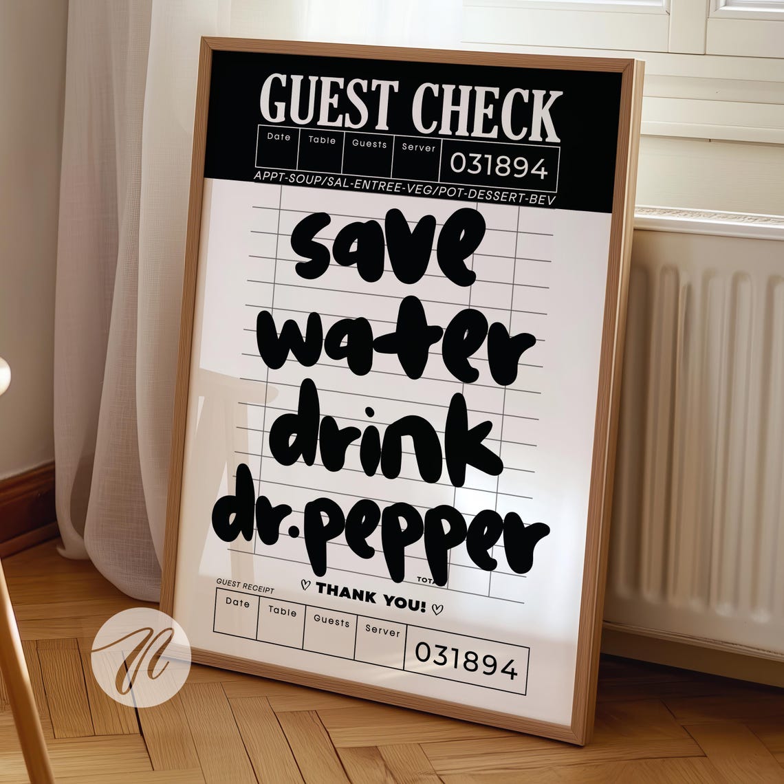 Save Water Drink Dr Pepper Funny Guest Check Typography Poster