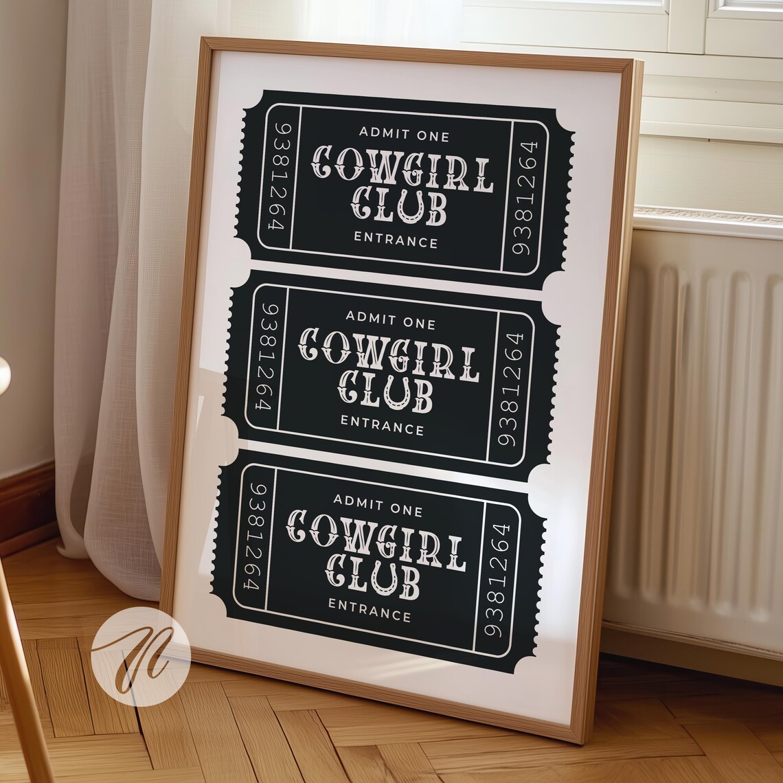 Cowgirl Club Ticket Western Art Print, Southwestern