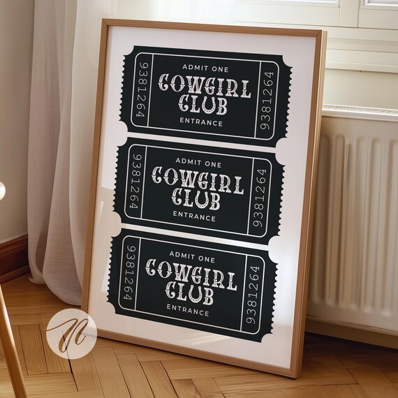 Cowgirl Club Ticket Western Art Print, Southwestern