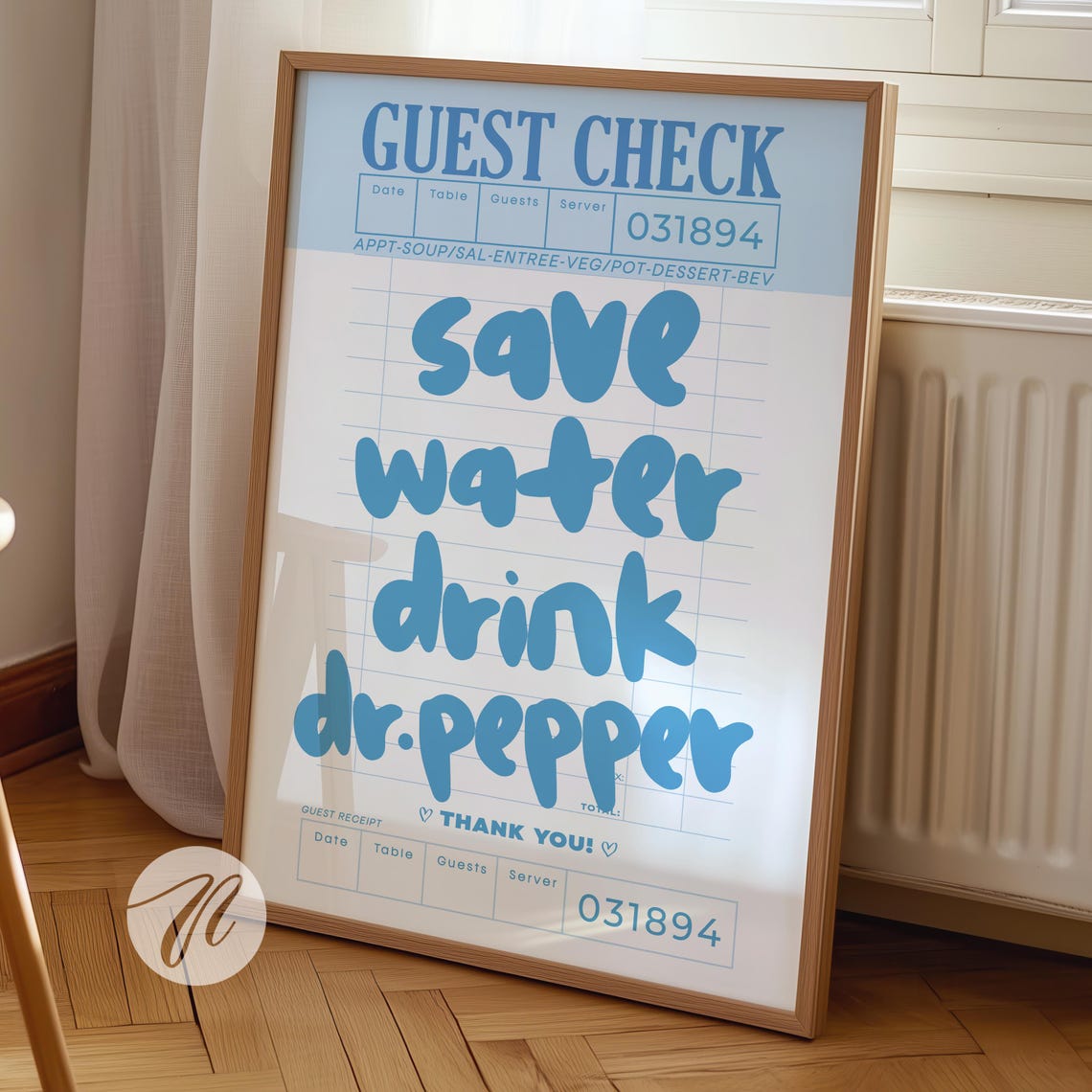 Save Water Drink Dr Pepper Guest Check Receipt Funny Typography Poster