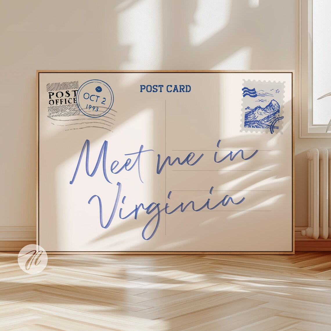 Virginia Postcard Print, Minimalist State Love Poster