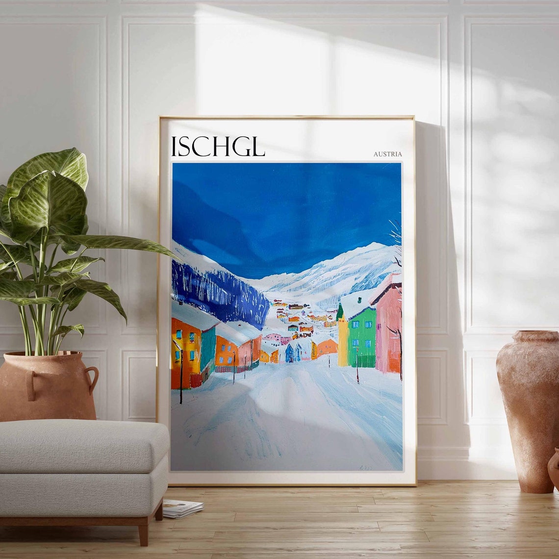Ischgl Austria Colorful Street Vibrant Houses Winter Ski Poster