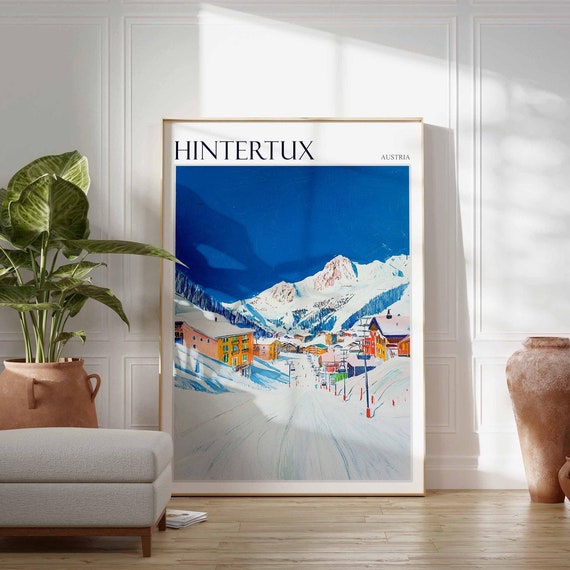 Skiing Travel Poster Skiing Art Hintertux Poster Hintertux Wall Art Ski Travel Poster Snowboard Poster Alpine Poster Hintertux Decor