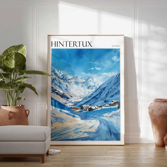 Skiing Travel Poster Skiing Art Hintertux Poster Hintertux Wall Art Ski Travel Poster Snowboard Poster Alpine Poster Hintertux Decor