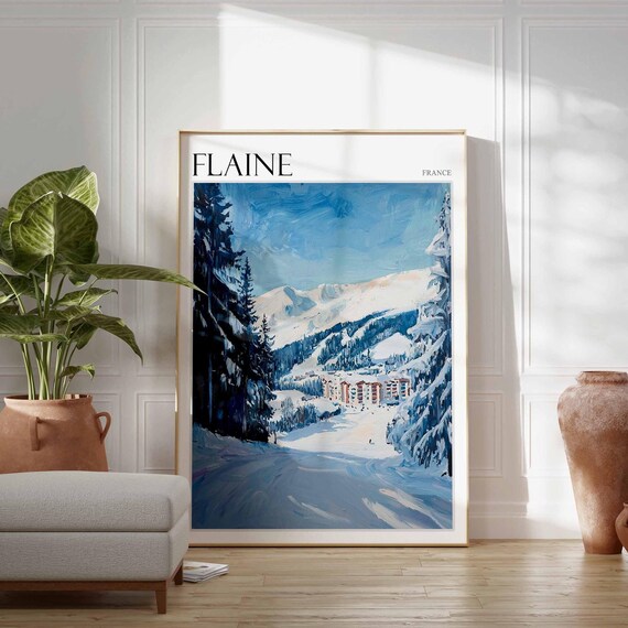 Skiing Travel Poster Skiing Art Flaine Poster Flaine Wall Art French Alps Poster French Alps Print Flaine Travel Print Flaine Ski Art
