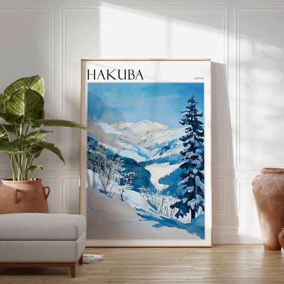Hakuba Japan Snowy Pine Slope Blue Alpine Peaks Winter Poster