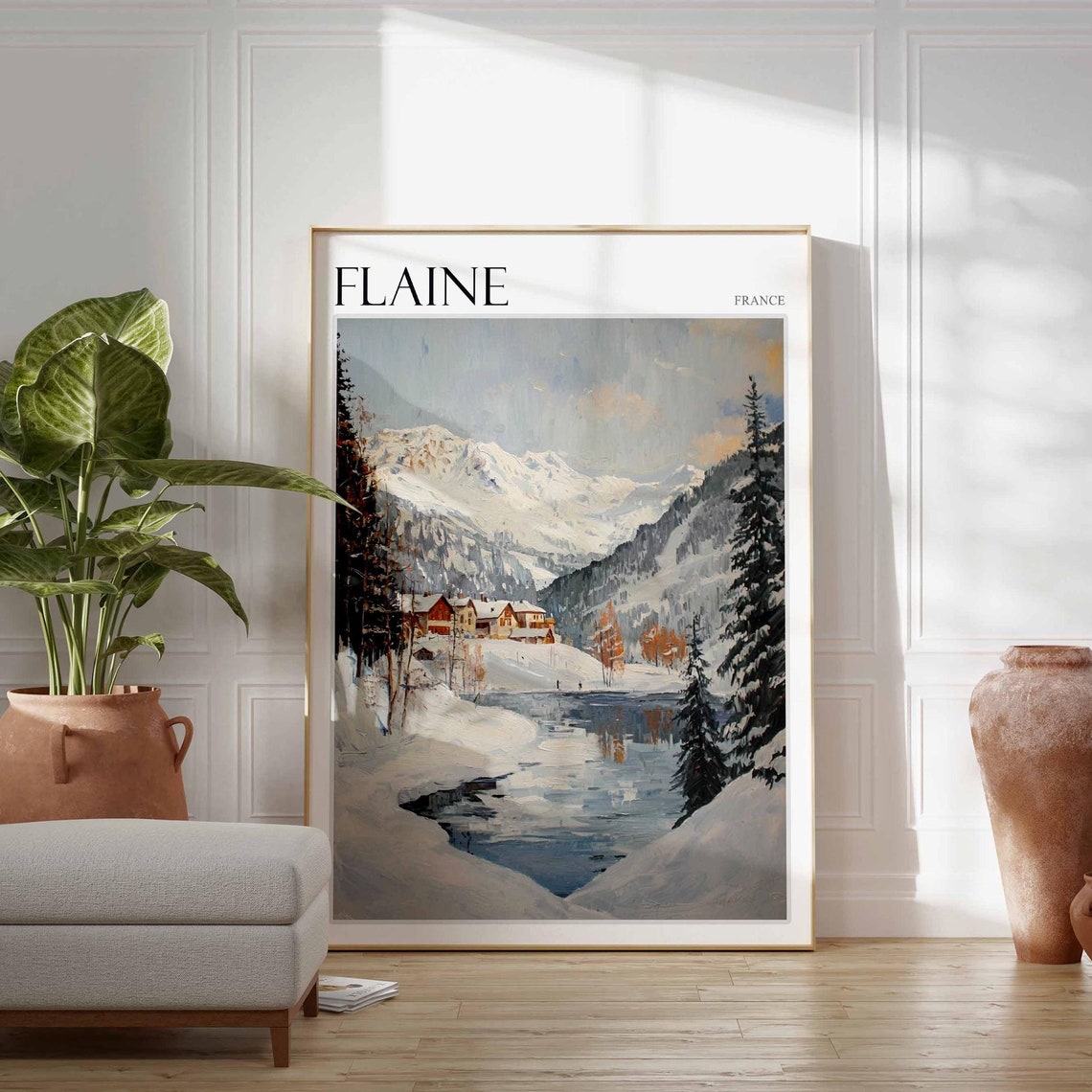 Skiing Travel Poster Skiing Art Flaine Poster Flaine Wall Art French Alps Poster French Alps Print Flaine Travel Print Flaine Ski Art