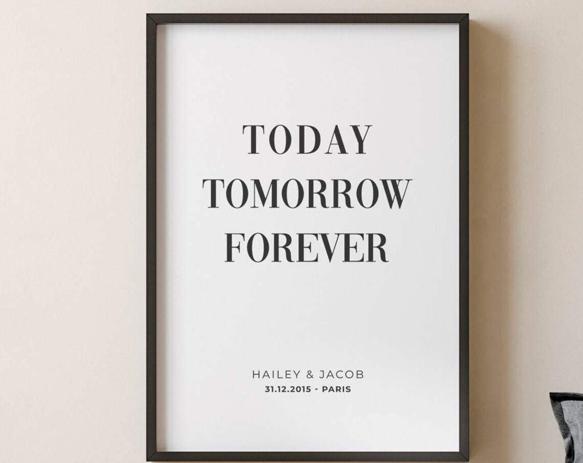 Today Tomorrow Forever Couple Name Date Paris Wedding Gift Poster - Image 3