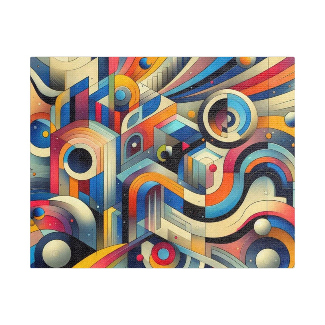 Abstract Geometric Wall Art Colorful Print Modern Home Decor Art Lovers Gift Vibrant Stretched Artwork - Image 3